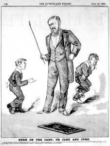 StateLibQld_1_113036_Cartoon_of_students_receiving_the_cane,_1888